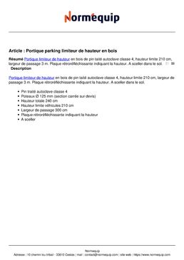 Portique parking limiteur de hauteur en bois