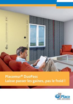 Panneau isolant en deux parties emboîtant le passage de gaines | Placomur DuoPass