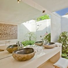 Vasques de salle de bain en pierre de rivière de Java