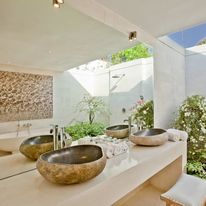 Vasques de salle de bain en pierre de rivière de Java