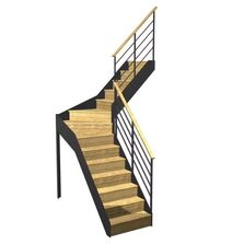 Escalier Esteban quart tournant intermédiaire rampe Fera main bois | LAPEYRE SERVICES