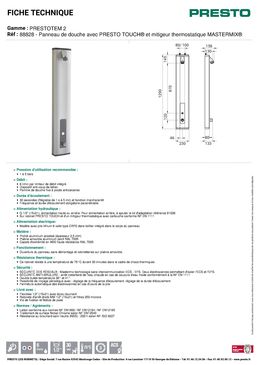 Panneau de douche avec robinet temporisé et mitigeur thermostatique | Presto Touch 