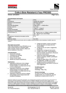 Colle monocomposante pour rainures et languettes - Soudal | Pro 30D