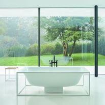 Baignoire rectangulaire à encastrer avec deux faces vitrifiées et cadre en acier | BETTELUX SHAPE