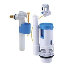 Mécanisme complet WC normé NF : Soupape de visage double poussoir à câble + Robinet flotteur | FIXOCONNECT