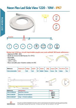 Ruban Led sur circuit imprimable souple 10W - IP67 | Neon Flex Led Side View 1220