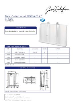 Stalle d'urinoir pour installation individuelle ou en batterie | Boissière 2