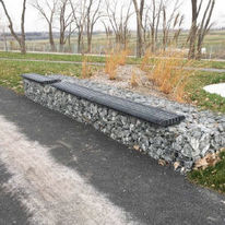 Banc en gabion avec assise en porte à faux | Banc Alpha