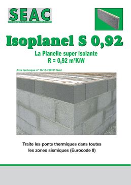 Planelle isolante pour le traitement des ponts thermiques | Isoplanel S92