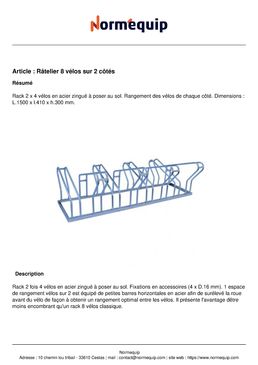Râtelier 8 vélos sur 2 côtés