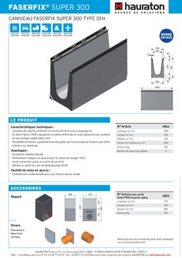 Caniveau de 39 cm de largeur pour zones à trafic lourd | Faserfix Super 300