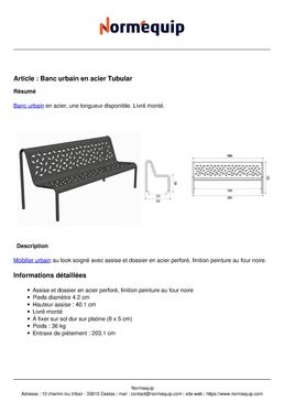 Banc urbain en acier Tubular