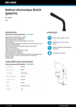 Robinet électronique de lavabo sur plage | BLACK BINOPTIC 488035