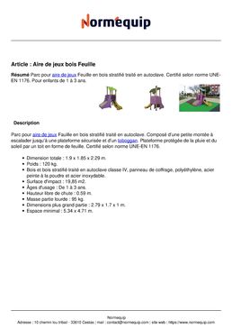 Aire de jeux bois Feuille