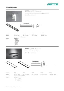 Porte-serviettes 100 cm en acier pour espaces sanitaires | BetteLux Shape Réf. : SW68427