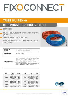 Tube nu PEX-A couronne rouge ou bleu | FIXOCONNECT 