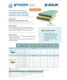 Brochure Utherm Attic - plaques isolantes pour greniers
