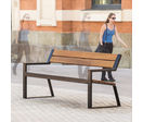 Banc en acier avec assise et dossier en bois exotique | Berlin