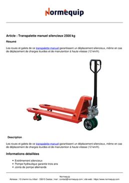 Transpalette manuel silencieux 2500 kg