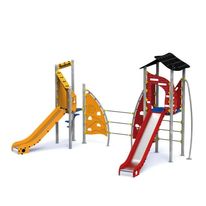 Aire de jeux métallique Masia ferme - 2 toboggans