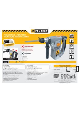 Marteau perforateur 4 fonctions 1250W 4.2J SDS ENERGY PUNCH 324F | PEUGEOT 150101
