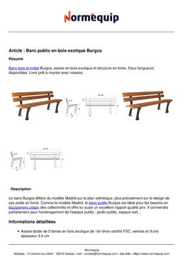 Banc public en bois exotique Burgos
