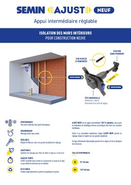 Appui intermédiaire réglable pour doublages thermo-acoustiques  | AJUST NEUF