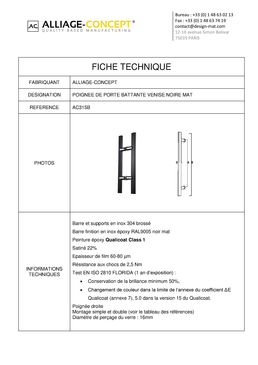 Poignée de porte battante rectangulaire noire | Venise - AC315B