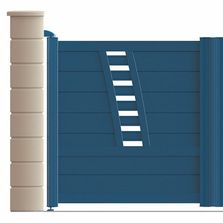 Portail aluminium battant ou coulissant avec décor à barreaudage incliné | Portail alu design JUSSIEU