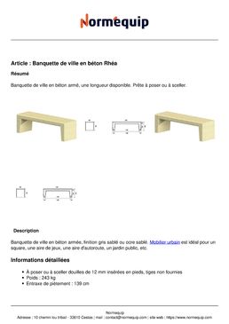 Banquette de ville en béton Rhéa