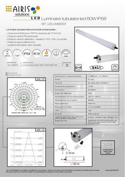 Luminaire LED tubulaire 60W de puissance et étanche IP86 | Tubulaire IP68