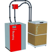 Chaudière à granulés basse température avec silo de stockage 15-35 kW | PACK PELLET PECO avec silo à granulés cube 330