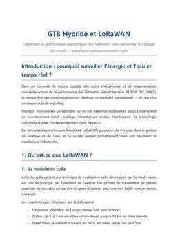 GTB Hybride et LoRWAN Decret BACS