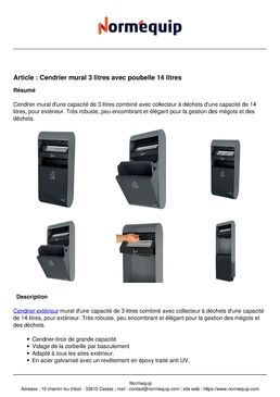 Cendrier mural 3 litres avec poubelle 14 litres