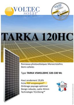 Panneau photovoltaïque monocristallin pour toitures et ombrières | Tarka 120 Demi-Cellules