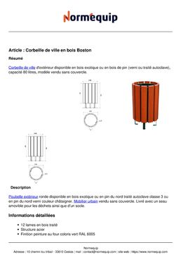 Corbeille de ville en bois Boston
