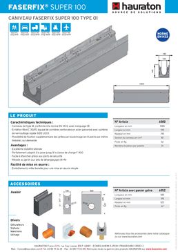 Caniveau de 19 cm de largeur pour zones à trafic lourd | Faserfix Super 100