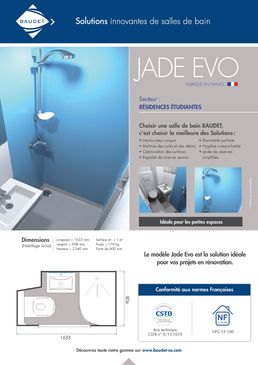 Salle de bain préfabriquée pour petits espaces | JADE EVO | Gamme BAUDET INTIAL