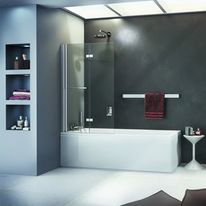 Pare baignoire verre 5 mm 2 volets pliants et relevables | IRIO 90 EPURE 