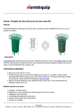 Poubelle de ville renforcé en fer avec seau Rio