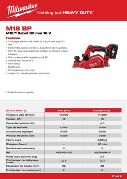 Rabot électrique portable | M18 BP-402C