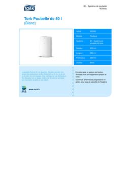 Poubelle de 50 l pour locaux sanitaires | Tork Poubelle de 50 l