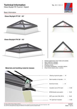 Lanterneau pyramidal à rupture de pont thermique pour éclairage zénithal | LAMILUX Glass Skylight FE Pyramide / Hipped