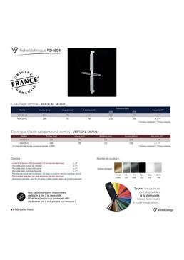 Radiateur sèche-serviettes à ailettes | VD4604 acier mural