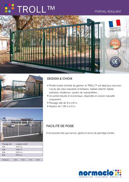 Portail coulissant en acier à manoeuvre manuelle | Troll