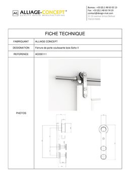 Ferrure de porte coulissante bois en applique | Soho 2 - AC030111