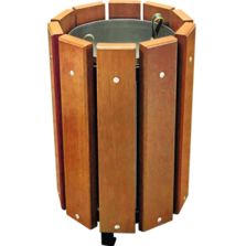 Poubelle de ville ronde en bois exotique Vigo