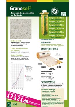 Sous-couche isolante mince à base de fibres de bois agglomérées pour sols | Granofibre Granosol Standard