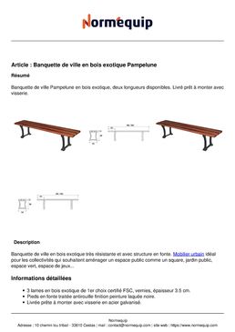 Banquette de ville en bois exotique Pampelune