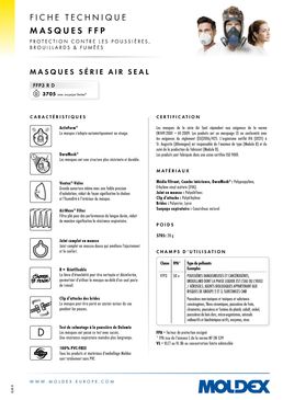 Masque anti-poussières réutilisable FFP3 R D AIR SEAL avec Valve Ventex® 